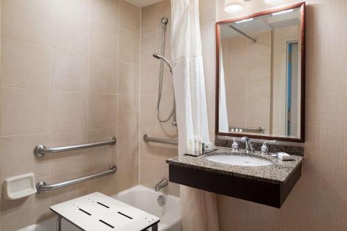 萨默塞特萨默塞特希尔顿逸林酒店及行政会议中心的一间带水槽和镜子的浴室