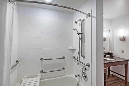 格林斯伯勒Homewood Suites by Hilton Greensboro的带淋浴和卫生间的浴室