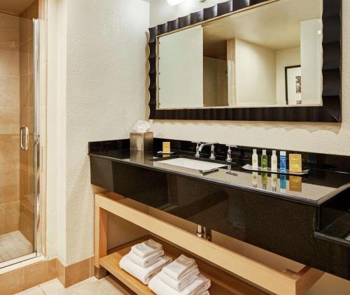 伯克利DoubleTree by Hilton Hotel Berkeley Marina的一间带水槽和镜子的浴室