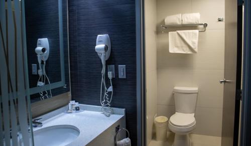 圣路易斯里奥科罗拉多Hotel Araiza San Luis R.C.的一间带水槽、卫生间和镜子的浴室