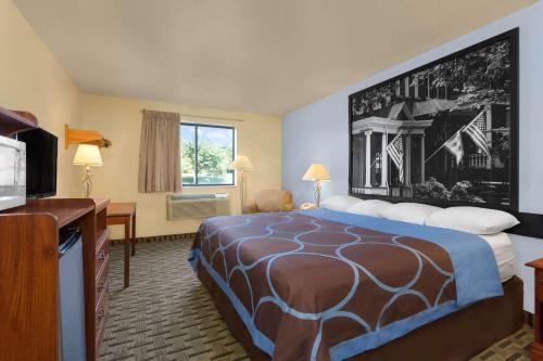 林奇堡弗吉尼亚州林奇堡速8酒店的配有一张床和一台平面电视的酒店客房