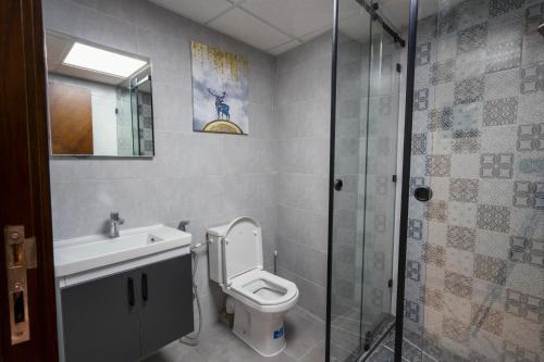 丹吉尔IMMOKA的浴室配有卫生间、盥洗盆和淋浴。