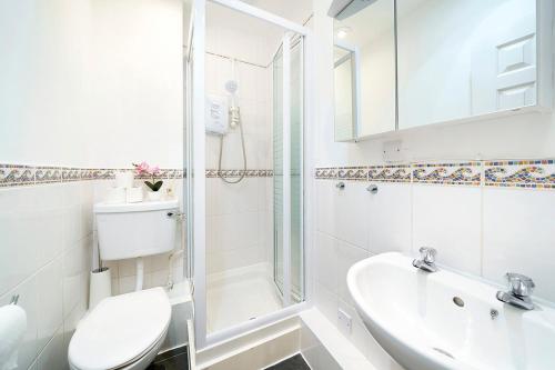 伦敦Brewer Street Central Apartments的浴室配有卫生间、盥洗盆和淋浴。