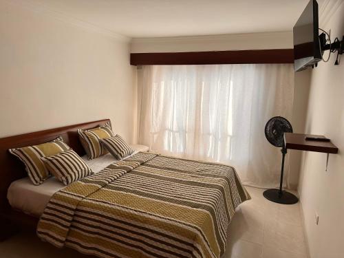伊瓦格APARTAMENTO FERROCARRIL 201的一间卧室设有一张床和一个窗口