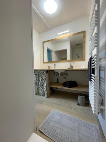 西内La Grange d'Haversin的一间带水槽和镜子的浴室