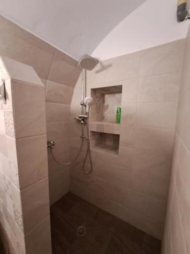 凯瑟拉Old Village apartments的浴室内配有淋浴和头顶淋浴