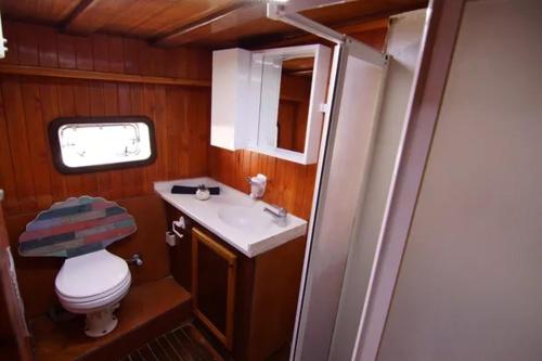 戈西克Derin Tekne的一间带卫生间和水槽的小浴室