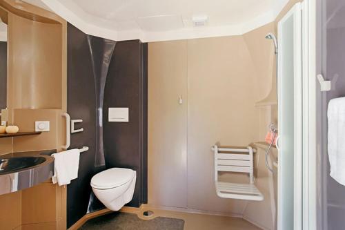 Crouy-sur-CossonFerme des Poulardieres的一间带卫生间和水槽的小浴室