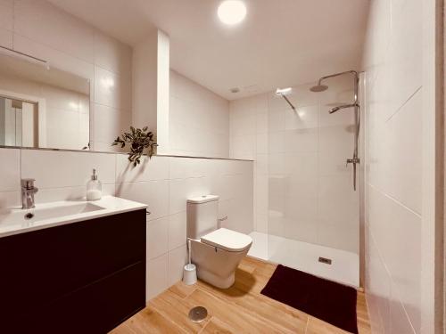 维拉加尔西亚·德·阿劳萨Galicia Getaway - Miña Terra的浴室配有卫生间、盥洗盆和淋浴。