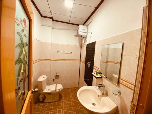 基图尔格勒Adventure base camp Miyora的一间带水槽和卫生间的小浴室