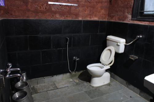 甘帕普拉Konkan Nest Resort的一间带卫生间和水槽的浴室