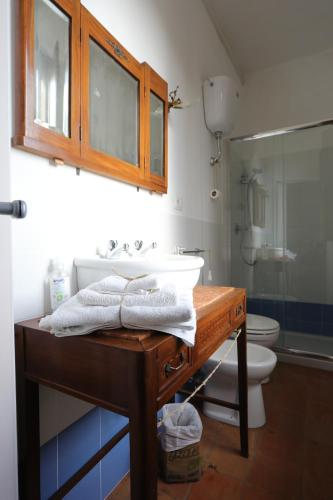 纳尔尼Agriturismo Madre Terra的一间带水槽和卫生间的浴室