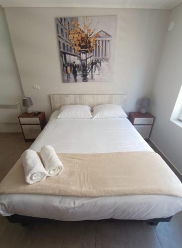 特木科Studio Temuco Centro的一间卧室配有一张大床和毛巾