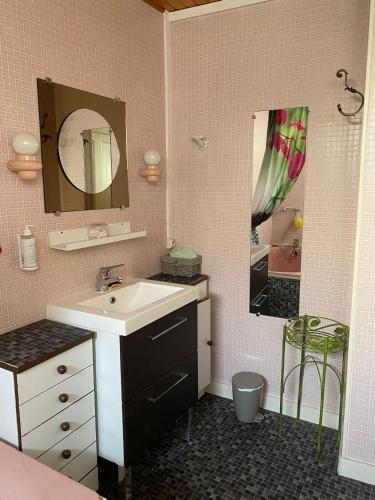 MontournaisChambre Rêve américain的一间带水槽和镜子的浴室