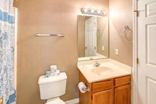 鸽子谷Best spot for you and the family in Sevier County的一间带卫生间、水槽和镜子的浴室