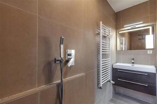 AbeicheCharmante villa des années 30的带淋浴和盥洗盆的浴室