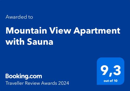 戈雷尼斯卡地区采尔克列Mountain View Apartment with Sauna的山景公寓 - 带桑拿浴室