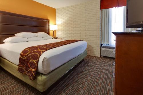 森特尼尔丹佛技术中心德鲁套房酒店的一间酒店客房,房内配有一张大床