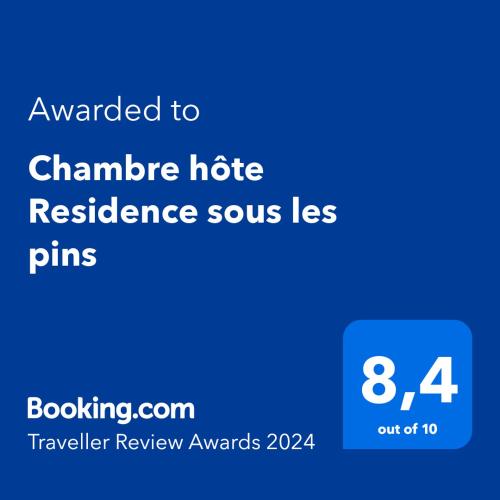 卡西斯Chambre hôte Residence sous les pins的给chandra hote residenceos发短信的手机的截图