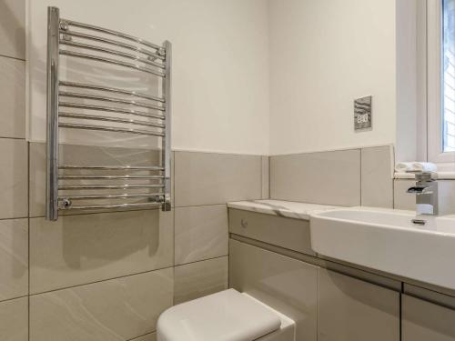 圣贾斯特1 Bed in Sennen 85566的白色的浴室设有卫生间和水槽。