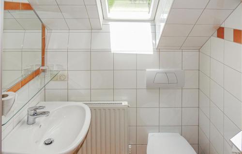 拉姆绍达赫斯坦鲁鲍尔公寓的一间带水槽和卫生间的浴室以及窗户。
