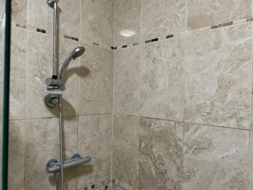 诺里奇Prince Apartment Inn的浴室内配有淋浴和头顶淋浴