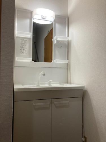 东京Sky Tree INN Ⅱ（晴樹宿Ⅱ）的浴室设有白色水槽和镜子