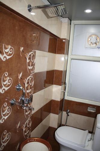 瓦拉纳西Raghunath Palace Home Stay的一间带卫生间和水槽的浴室