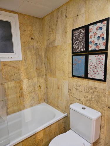 贝纳尔马德纳Arenal golf Sun & golf的一间带卫生间和浴缸的浴室