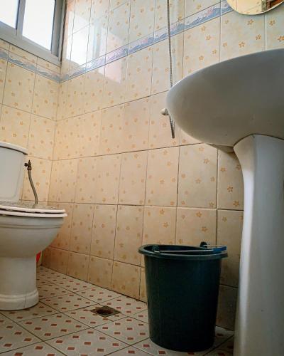 雅温得Charmant appartement proche de Yaoundé Centre的一间带水槽和卫生间的浴室