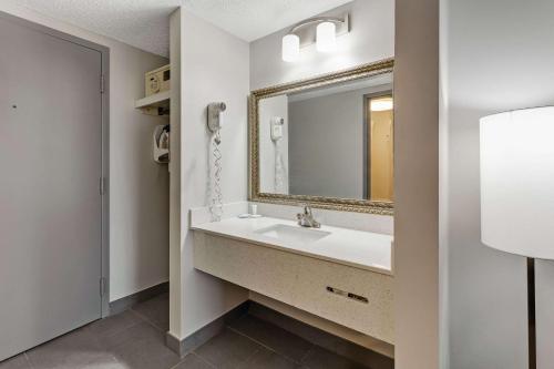 伊利Clarion Pointe by Choice Hotel的一间带水槽和镜子的浴室