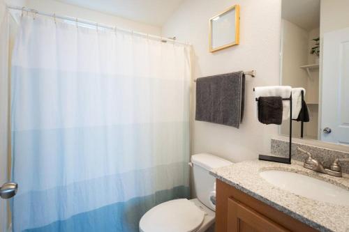圣路易斯-奥比斯保Modern 2-Bedroom Eucalyptus House的一间带卫生间和水槽的浴室