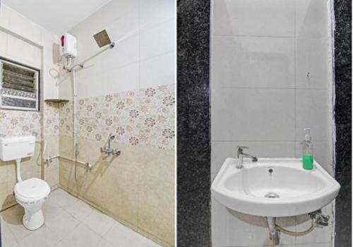 浦那KHUSH EXECUTIVE的浴室设有水槽和卫生间,两幅图片
