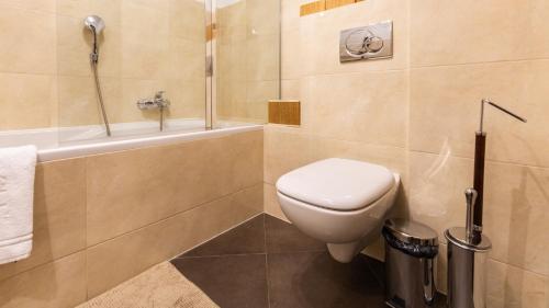 扎科帕内VacationClub - Szklane Domy Apartament 44的一间带卫生间和浴缸的浴室