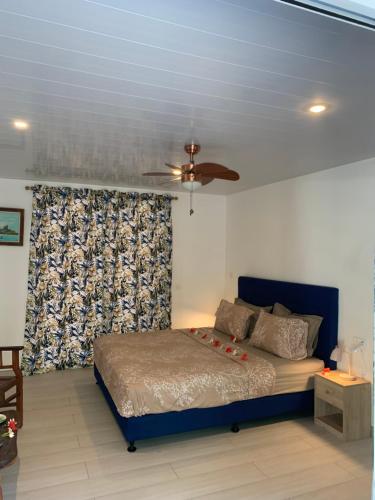 帕皮提A TOMO MAI Homestay的一间卧室配有一张床和吊扇