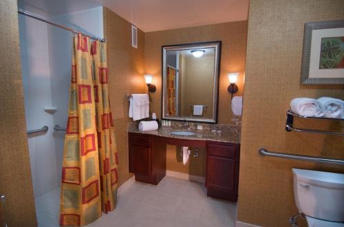 梅德福梅德福希尔顿惠庭套房酒店的一间带水槽、卫生间和镜子的浴室
