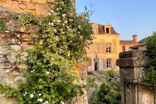 勒皮圣母院The Old Winery, Loire的墙上有一堆花的建筑