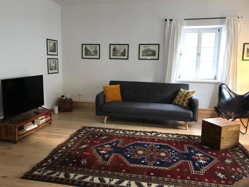 梅尔克Schön wohnen beim Stift的带沙发和电视的客厅