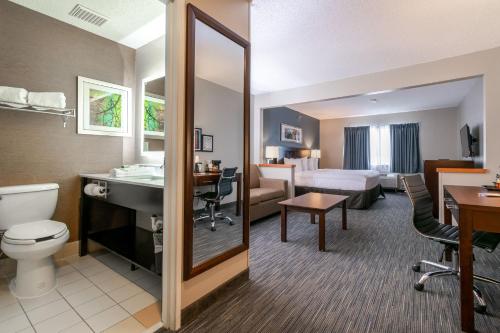 大瀑布城大瀑布城费尔菲尔德客栈的一间酒店客房 - 带一张床和一间浴室