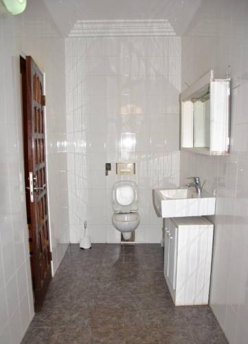 洛美Tatiana City Appartement的白色的浴室设有卫生间和水槽。