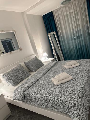 苏博蒂察Centrum的一间卧室配有一张带两个枕头的床