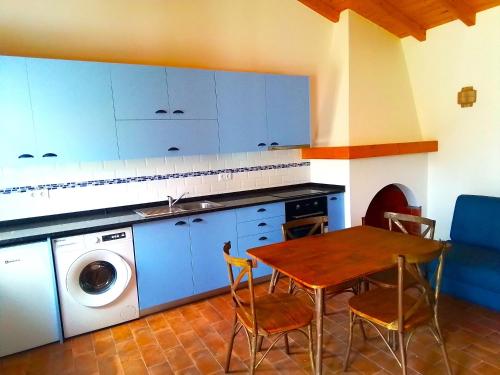 圣路易斯VALE DE GAIOS - CASARÃO by Stay in Alentejo的厨房配有桌子和洗衣机。
