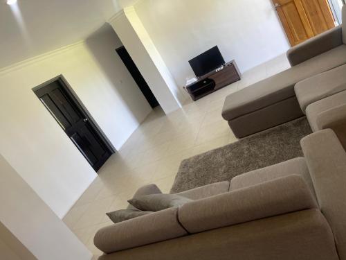 苏瓦Oxford Apartments Suva (2Bedrooms)的带沙发和电视的客厅