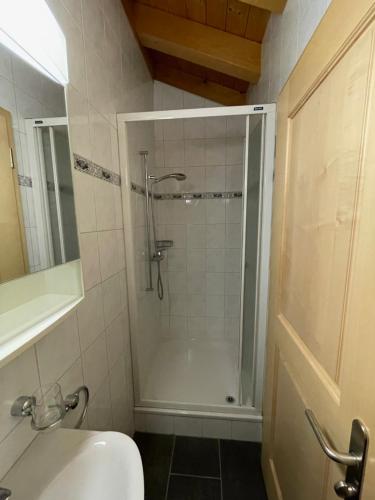 格林德尔瓦尔德萨珀罗公寓的带淋浴、水槽和卫生间的浴室