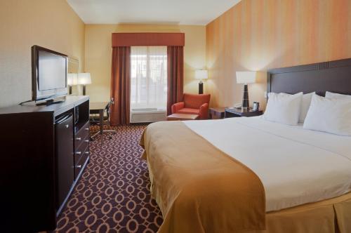 萨克拉门托Holiday Inn Express & Suites Sacramento NE Cal Expo, an IHG Hotel的酒店客房,配有床和电视