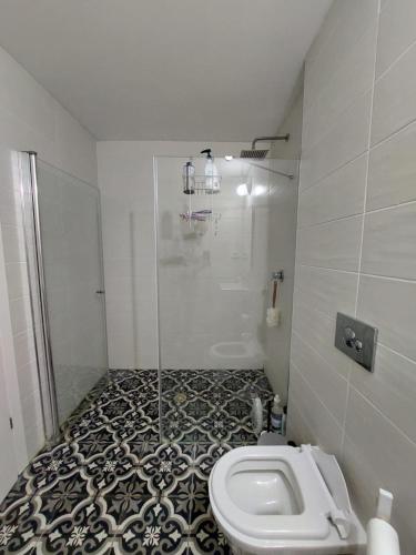 特拉维夫Gindi Tower Apartments TLV的带淋浴和卫生间的浴室。
