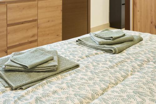 科尔多瓦Villa verde的床上的两条毛巾
