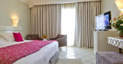 甘达坞伊港伊尔姆拉迪帕尔姆海滨酒店的酒店客房,配有床和电视
