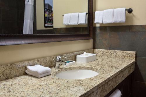 路易斯威尔德鲁路易斯维尔北部套房酒店 的一间带水槽和镜子的浴室