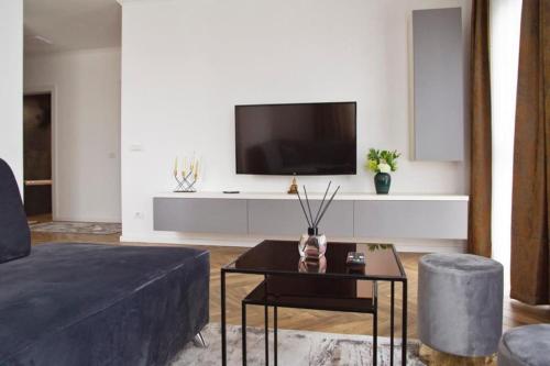 奥拉迪亚6 DOC Dream Apartment 6 +Parcare的带沙发和电视的客厅